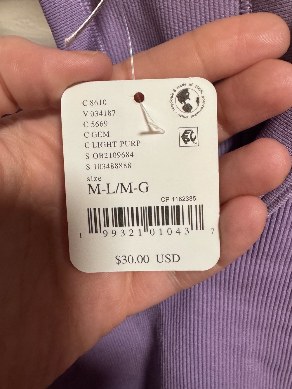 Free People FP Movement All Clear V Neck Cami NWT Size M/L “Gem” Light Purple - Picture 8 of 8